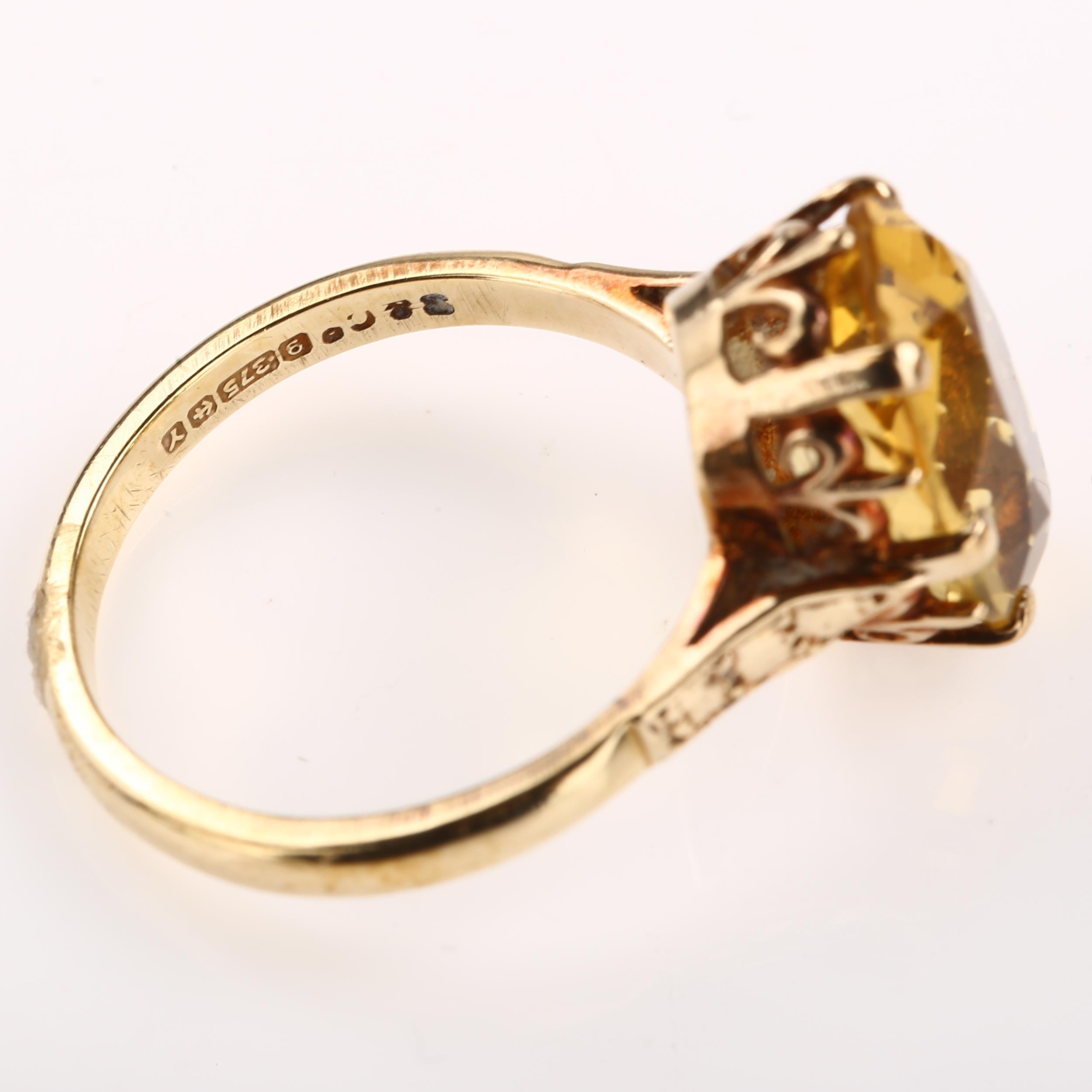 A late 20th century 9ct gold citrine dress ring, set with oval mixed-cut citrine, hallmarks - Image 3 of 4