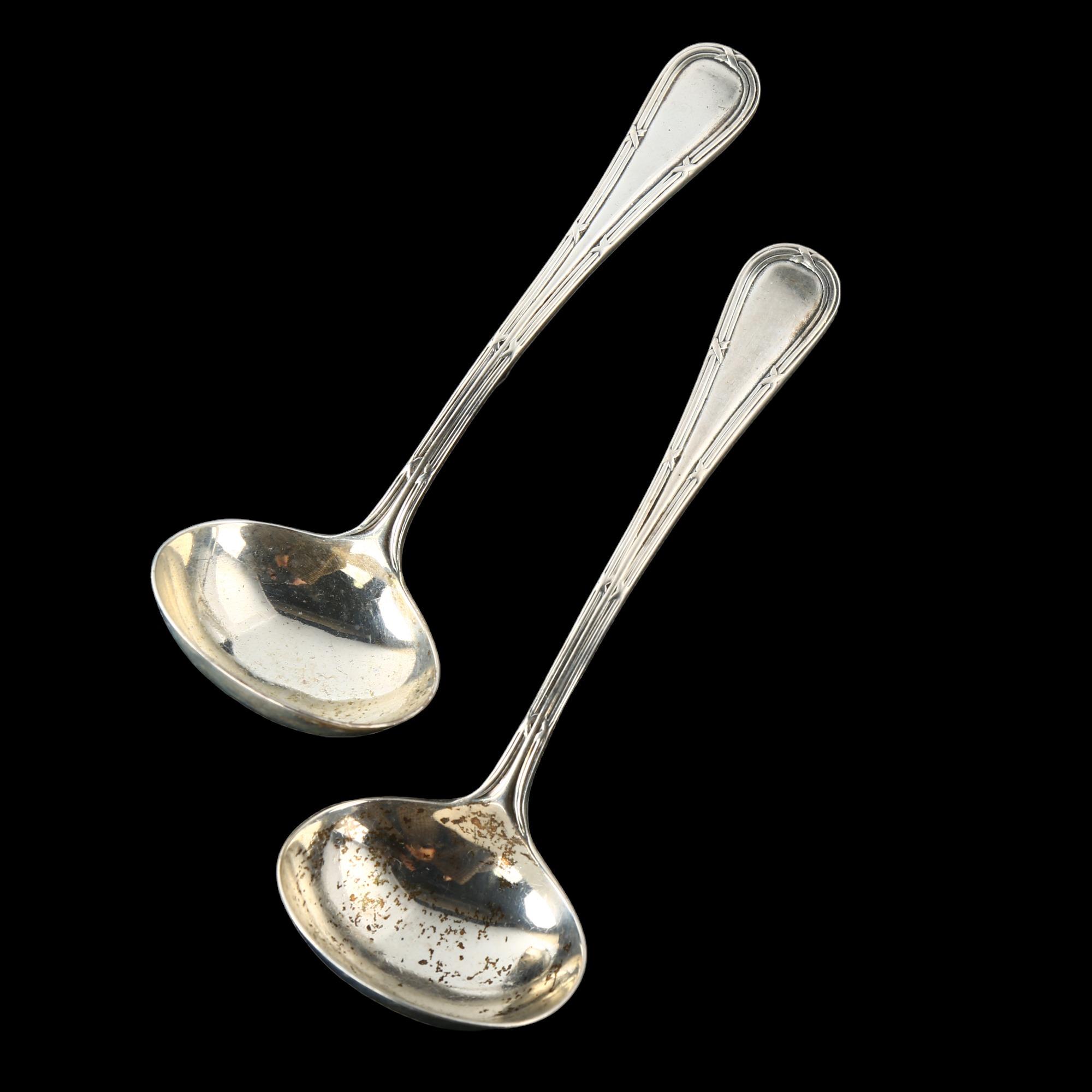 A pair of George V silver sauce ladles, by James Dixon & Sons Ltd, hallmarks Sheffield 1929,