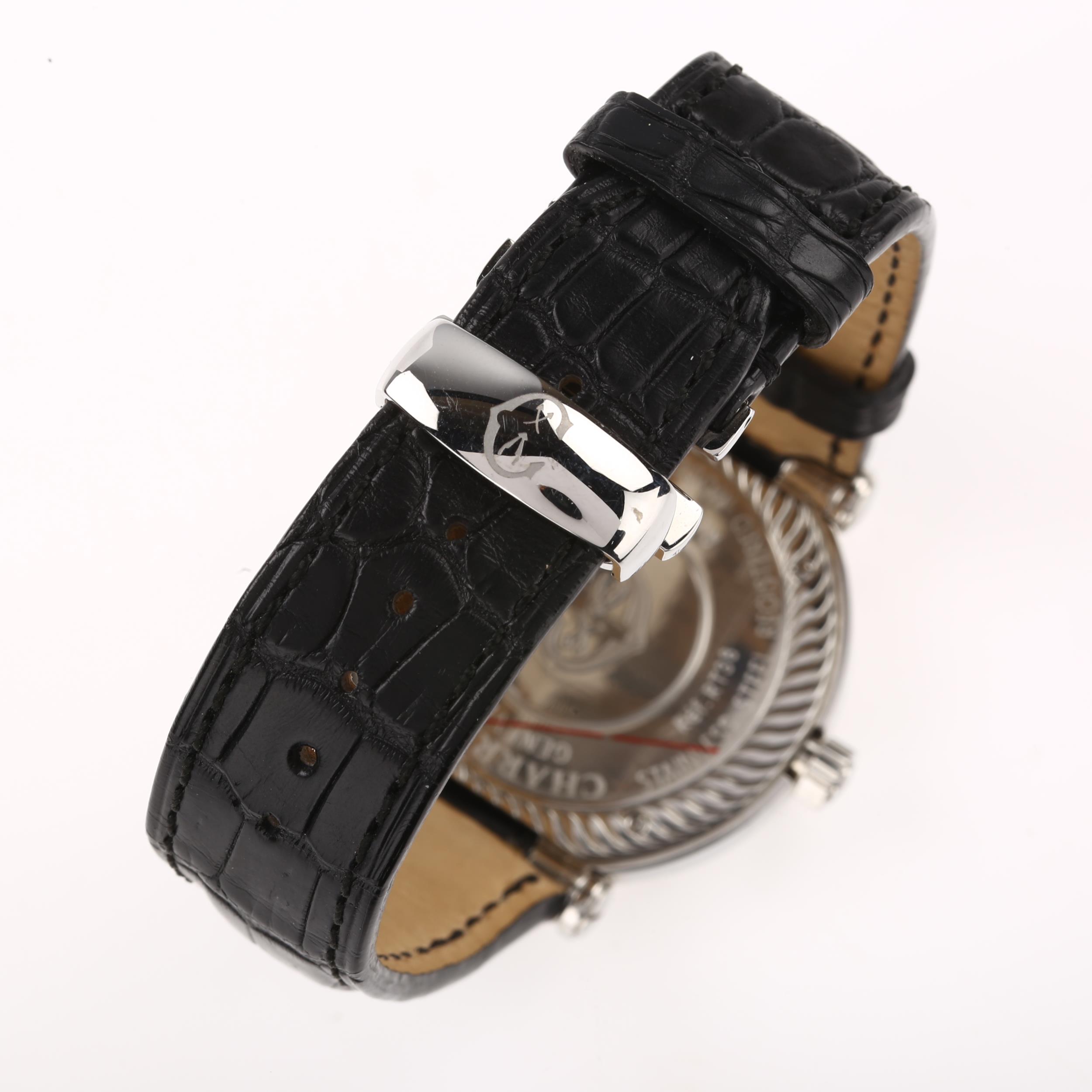 CHARRIOL - a stainless steel and diamond Rotonde quartz wristwatch, ref. RT38, black dial with Roman - Image 3 of 5