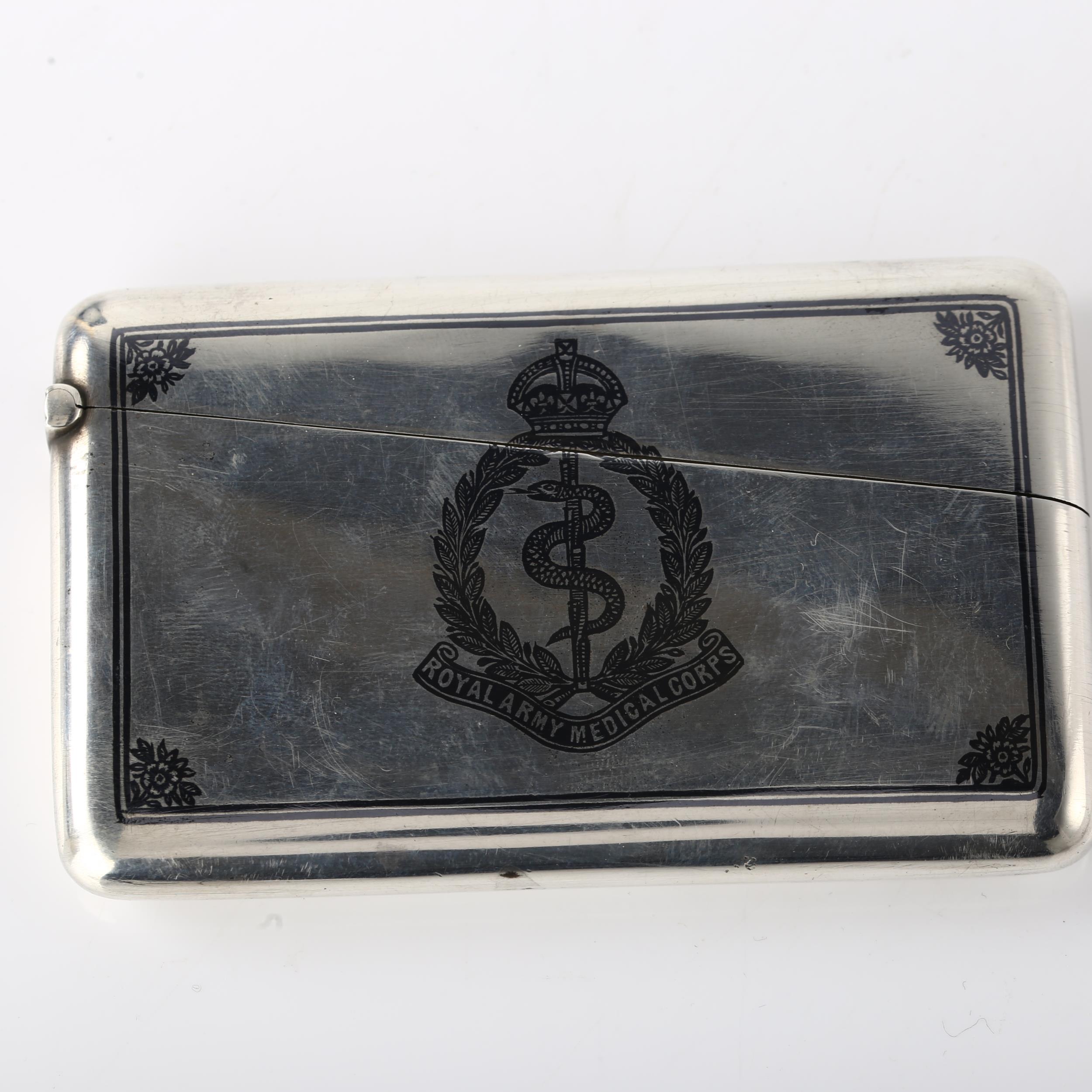 A good quality Iraqi silver and niello Royal Army Medical Corps card case, with intricate - Image 2 of 3