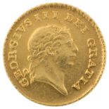 A George III 1810 gold half guinea coin, 2.7g No damage, general wear to high points