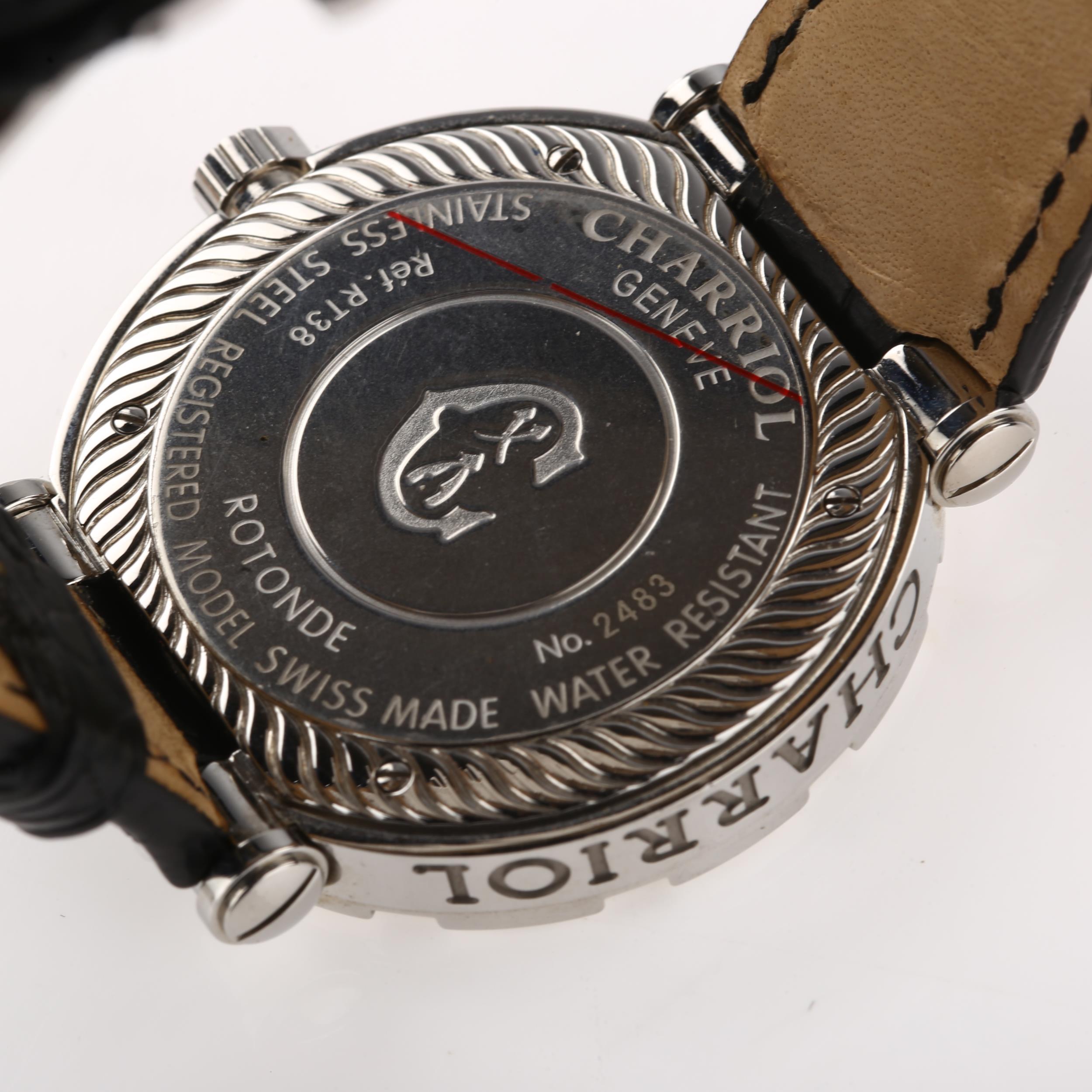 CHARRIOL - a stainless steel and diamond Rotonde quartz wristwatch, ref. RT38, black dial with Roman - Image 4 of 5