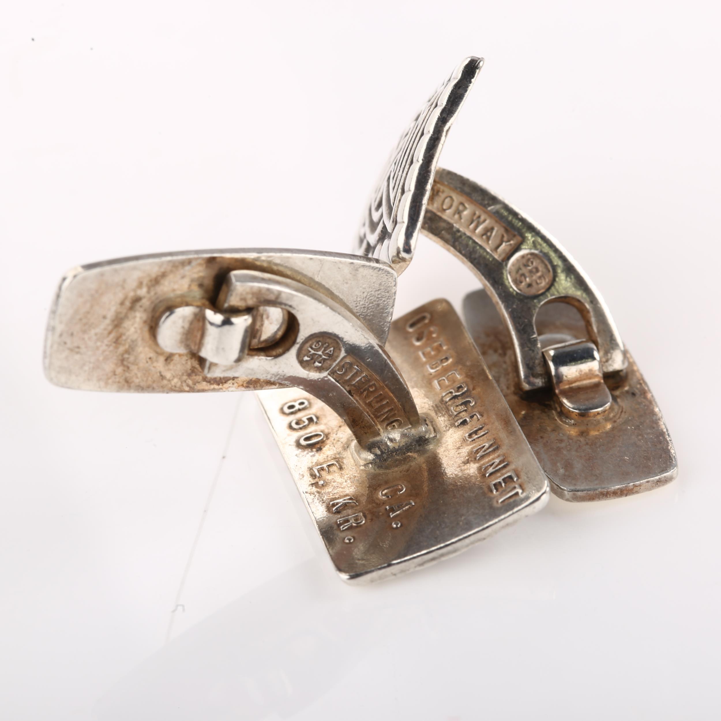 DAVID ANDERSEN - a pair of Danish sterling silver Viking Revival cufflinks, panel length 21mm, 14.4g - Image 4 of 4