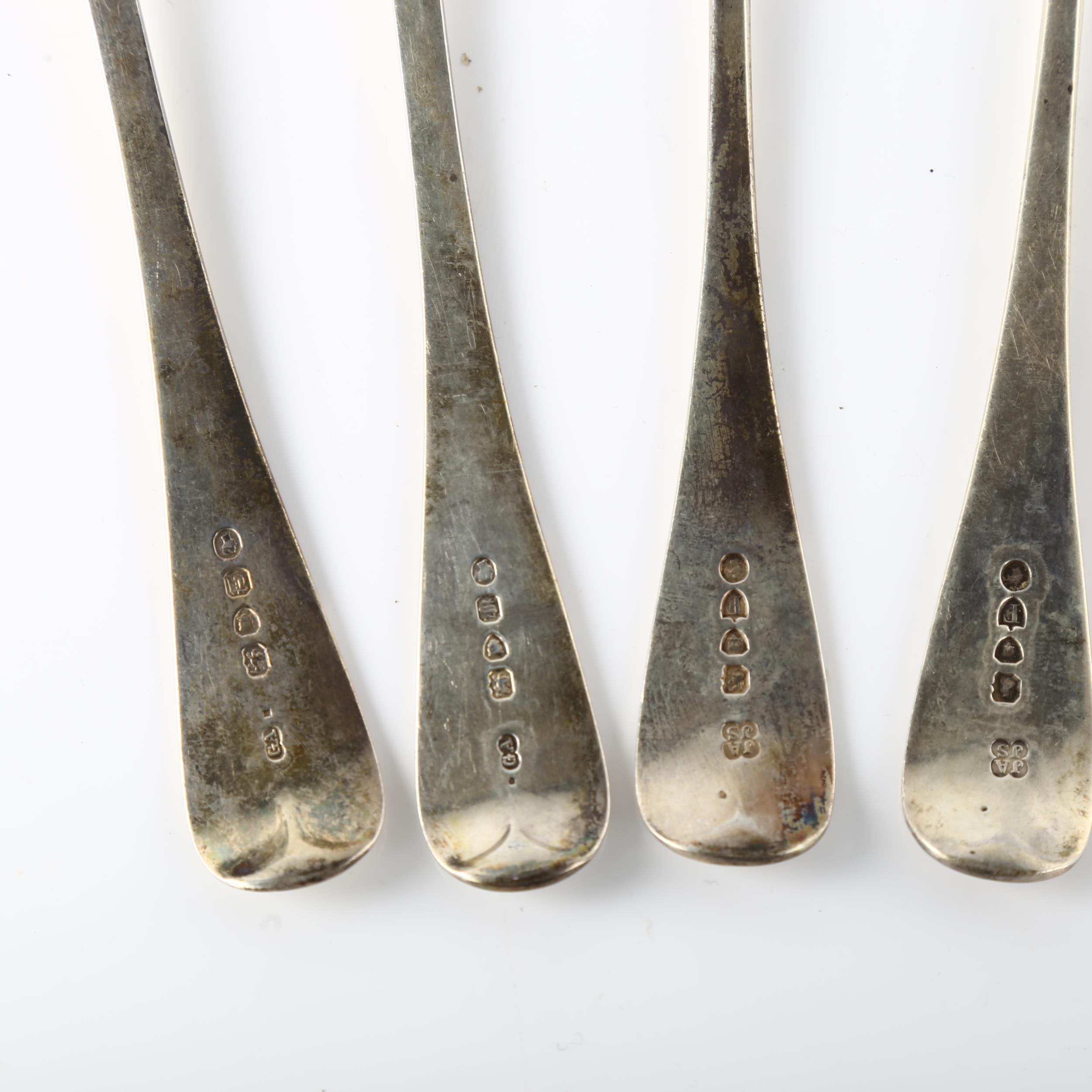 2 pairs of Victorian silver Old English pattern serving spoons, hallmarks London 1853 and 1881, - Image 3 of 3
