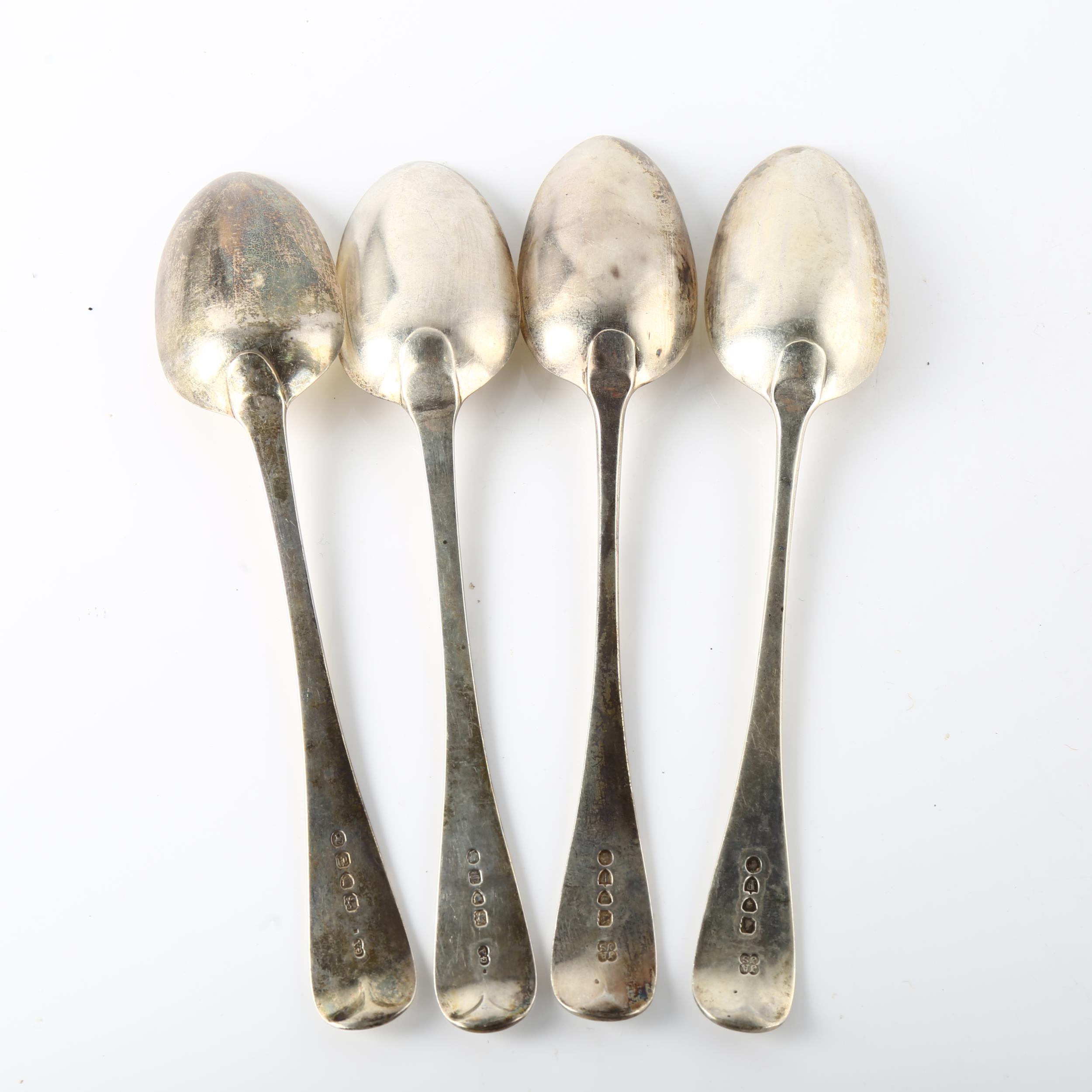 2 pairs of Victorian silver Old English pattern serving spoons, hallmarks London 1853 and 1881, - Image 2 of 3