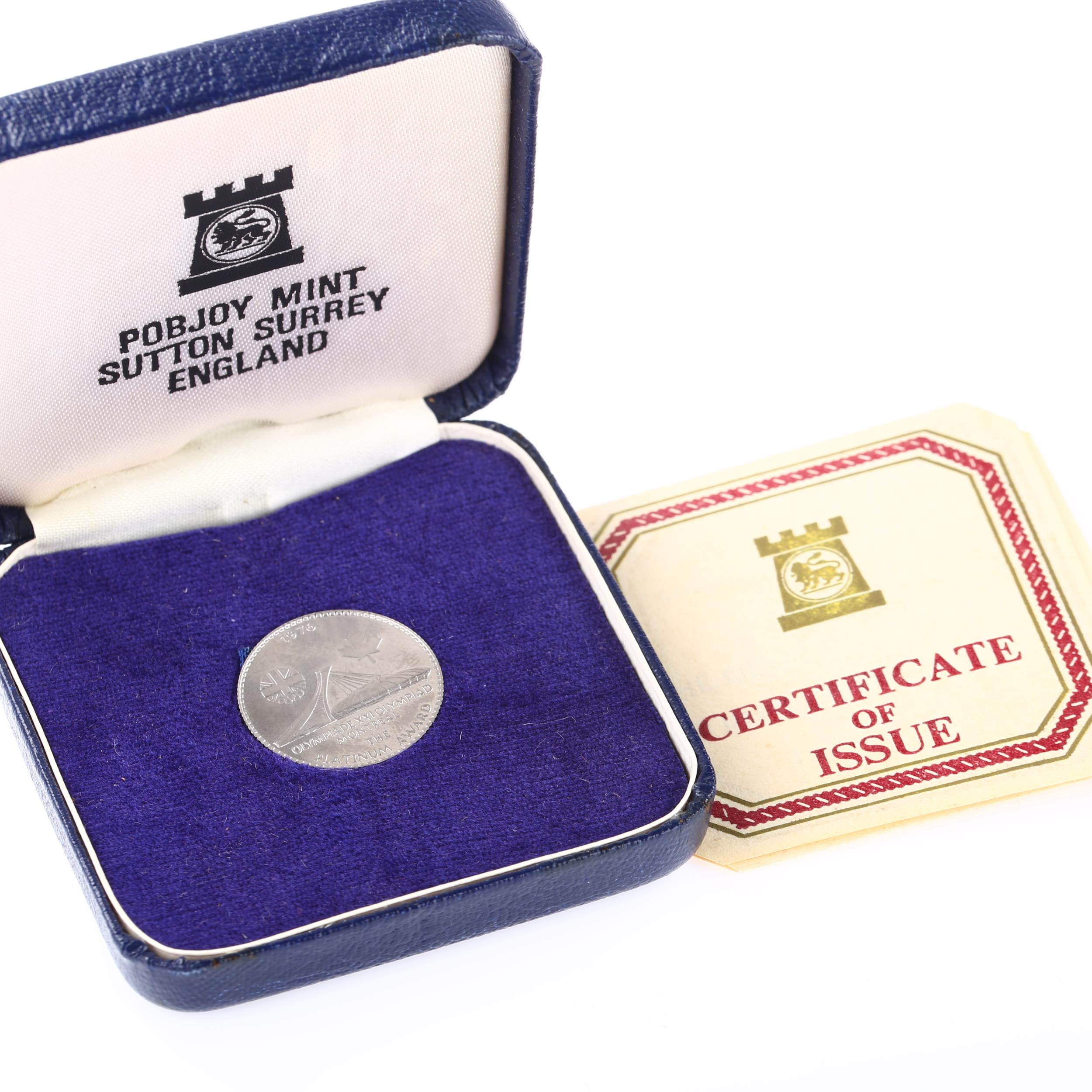 A 1976 British Olympic Association Montreal Games Platinum Award, 8.2g, boxed with certificate - Image 3 of 4
