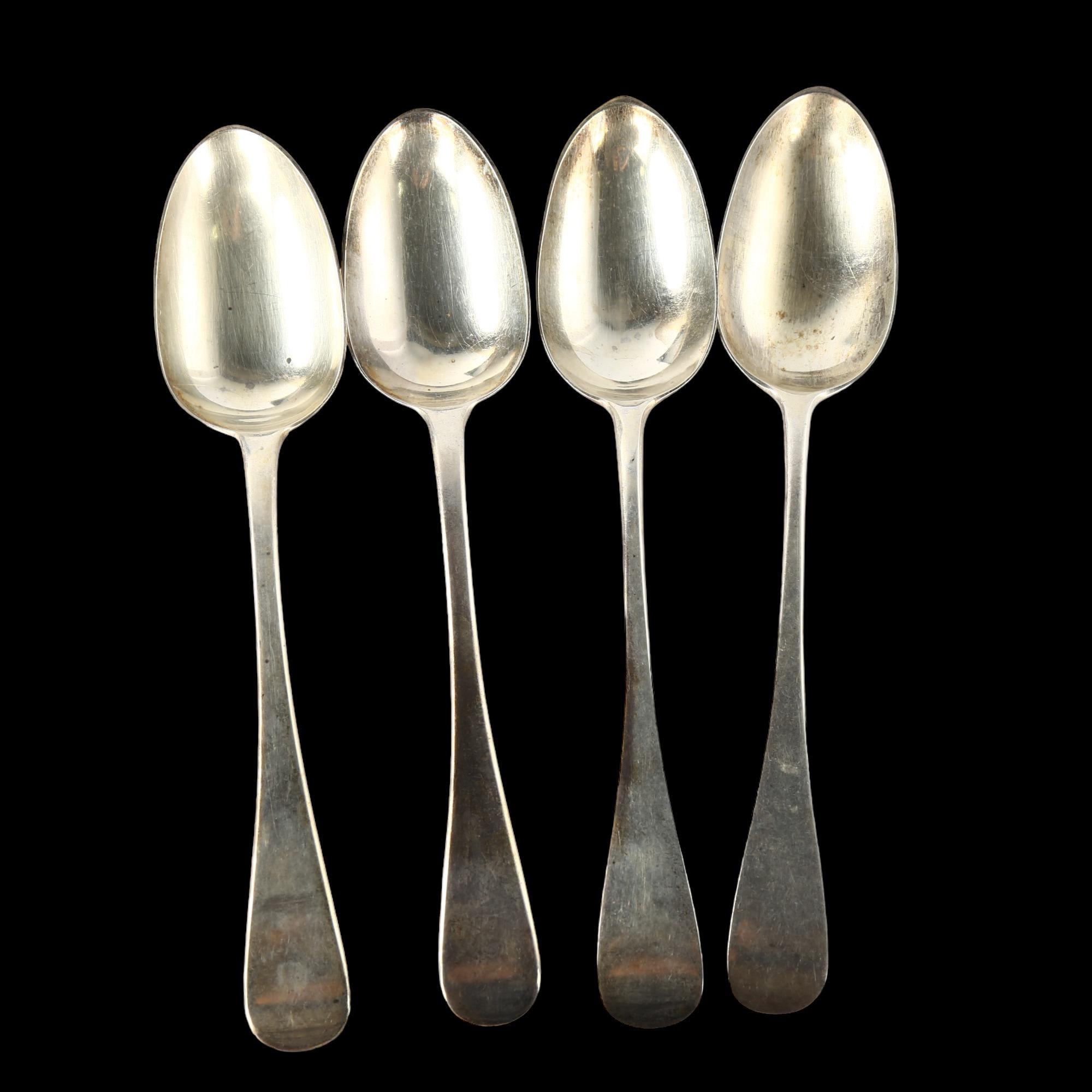 2 pairs of Victorian silver Old English pattern serving spoons, hallmarks London 1853 and 1881,