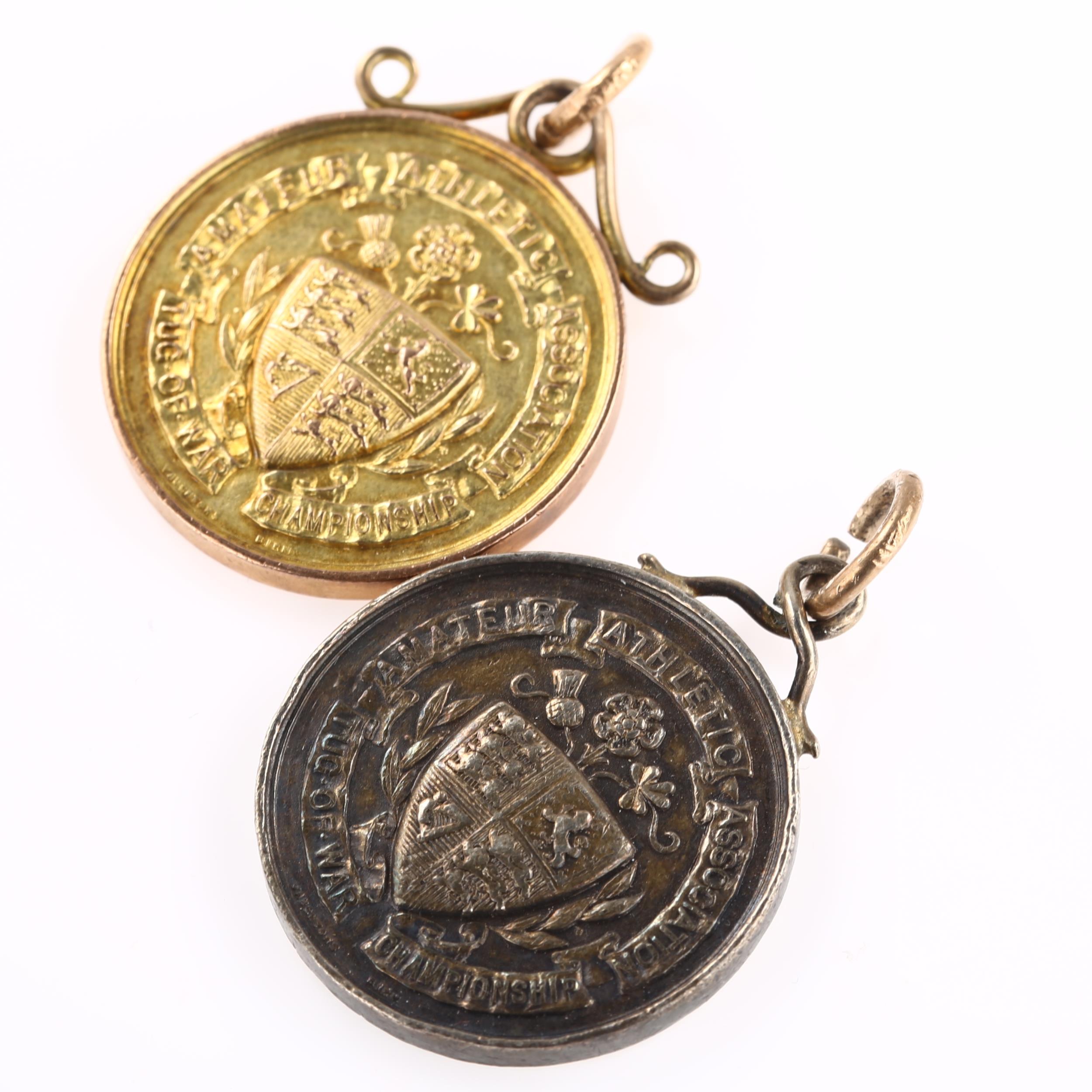 2 early 20th century Amateur Athletic Association Tug-of-War Championship medals, comprising 9ct - Image 2 of 4