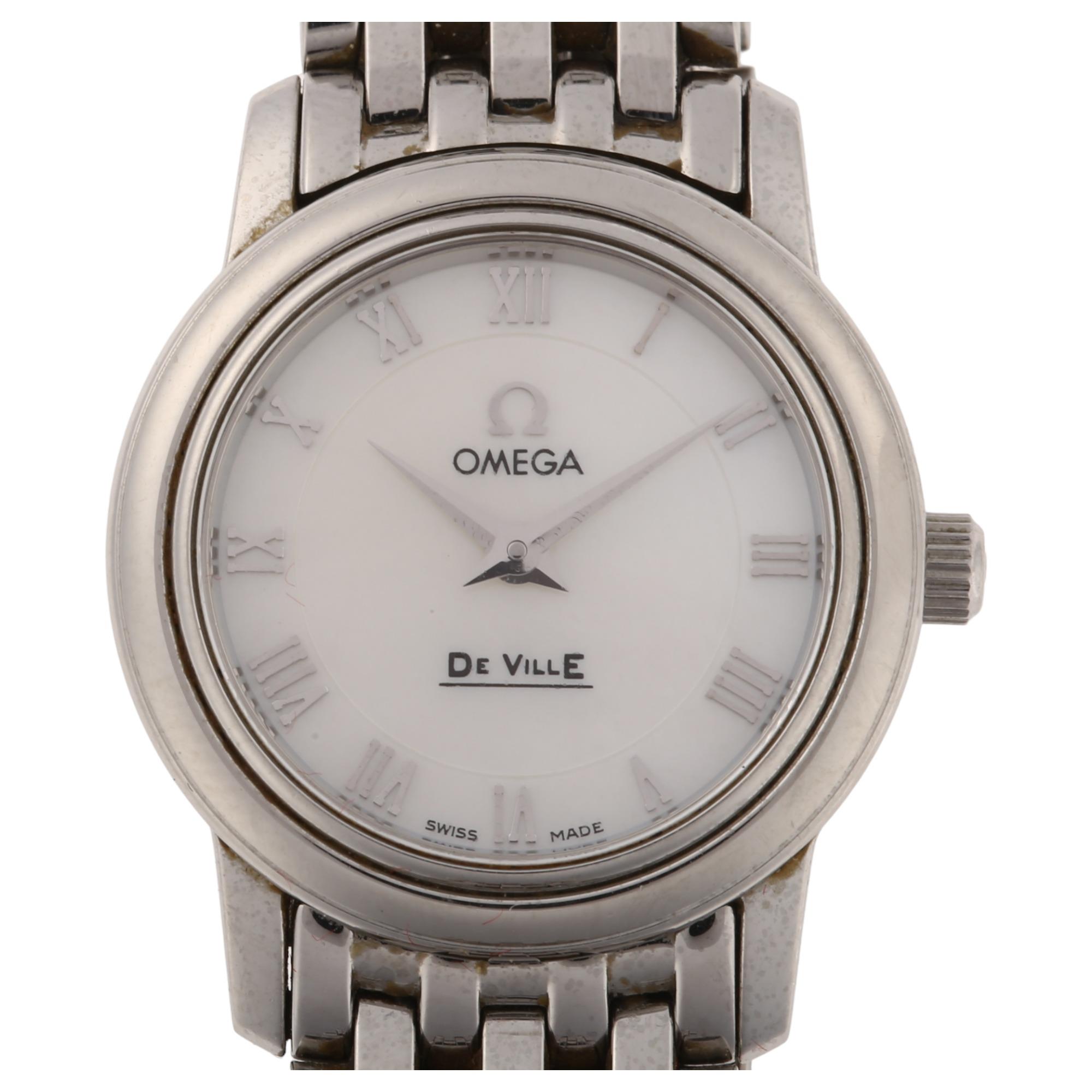 OMEGA - a lady's stainless steel De Ville quartz bracelet watch, ref. 595.1055, circa 2007, mother-