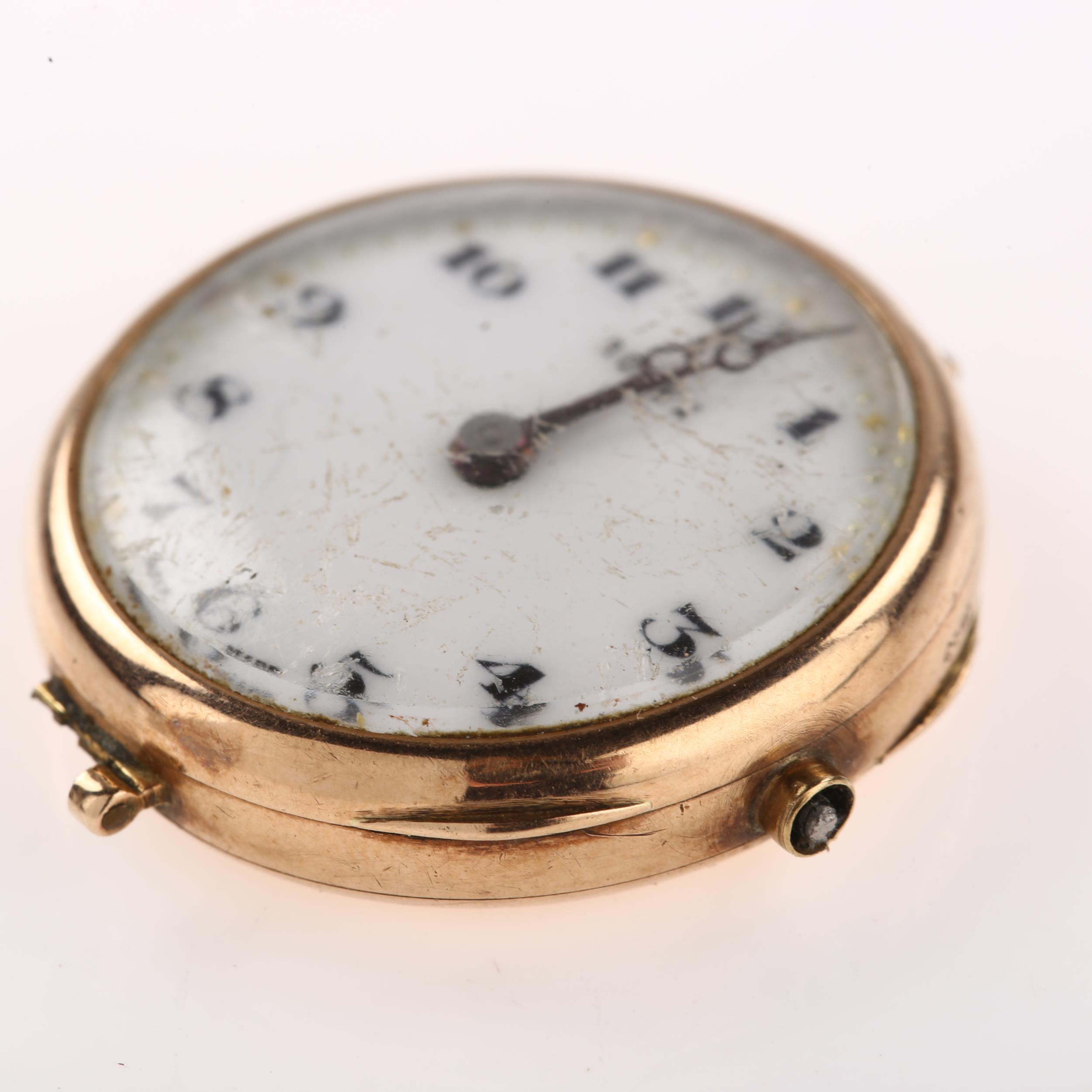 ROLEX - a First World War Period 9ct rose gold mechanical wristwatch head, white enamel dial with - Image 2 of 5