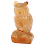 A jade carved study of an owl, H7.5cm Good overall condition, just some signs of surface wear