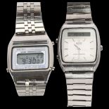 A stainless steel Seiko 1981 duo display watch, boxed with instructions, together with another Seiko