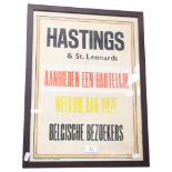An early 20th century Hastings and St Leonards Welcome poster, also in Dutch and Belgian, printed by
