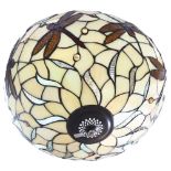 A Tiffany style leadlight ceiling light bowl, with dragonfly decoration, approx 46cm diameter