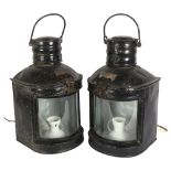 C GEORGE & COMPANY BIRMINGHAM - 2 painted ship's stern lanterns, H40cm Both have been converted to