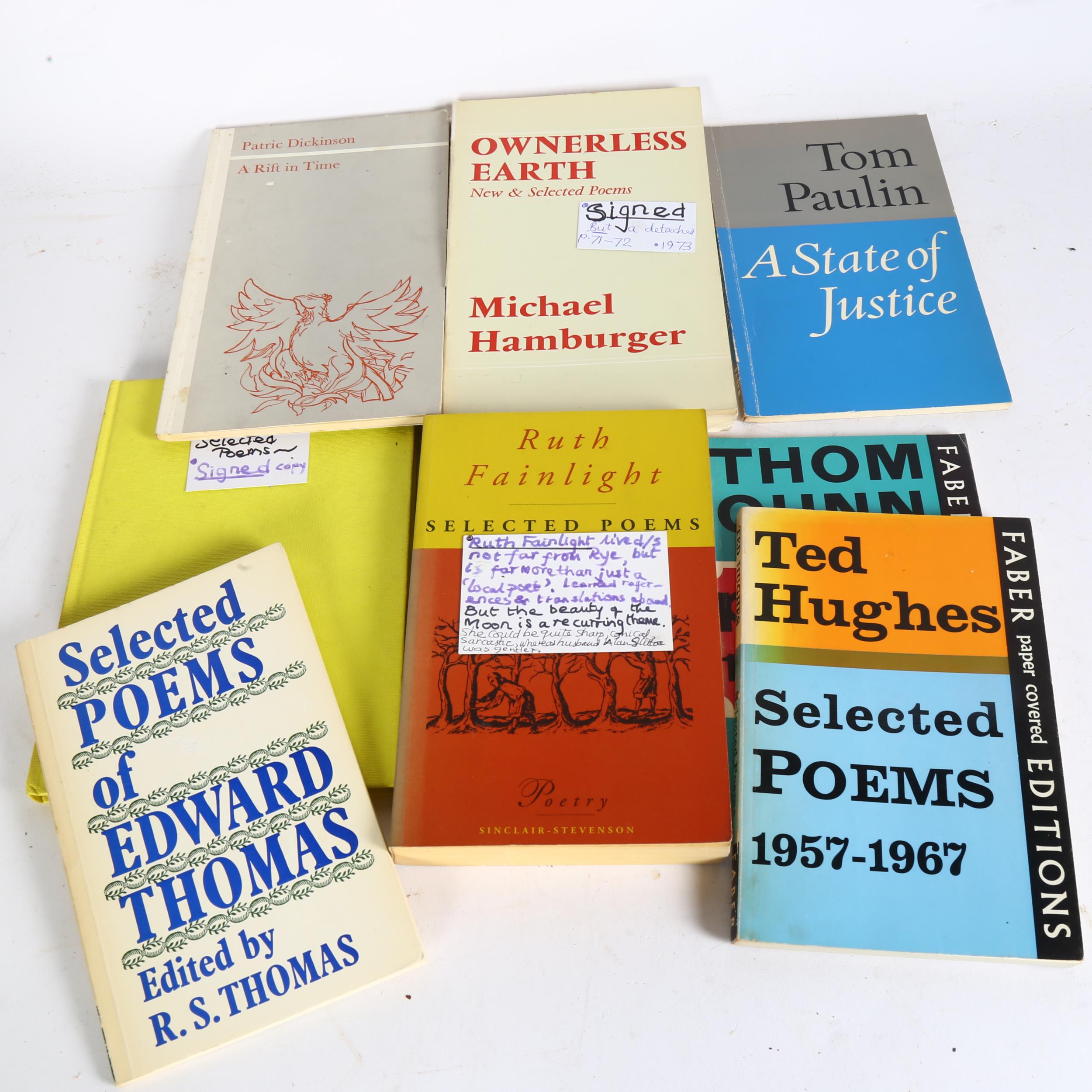 Paperback books of poetry, and a signed hardback copy of Poems New and Selected by Jon Silkin - Image 2 of 2