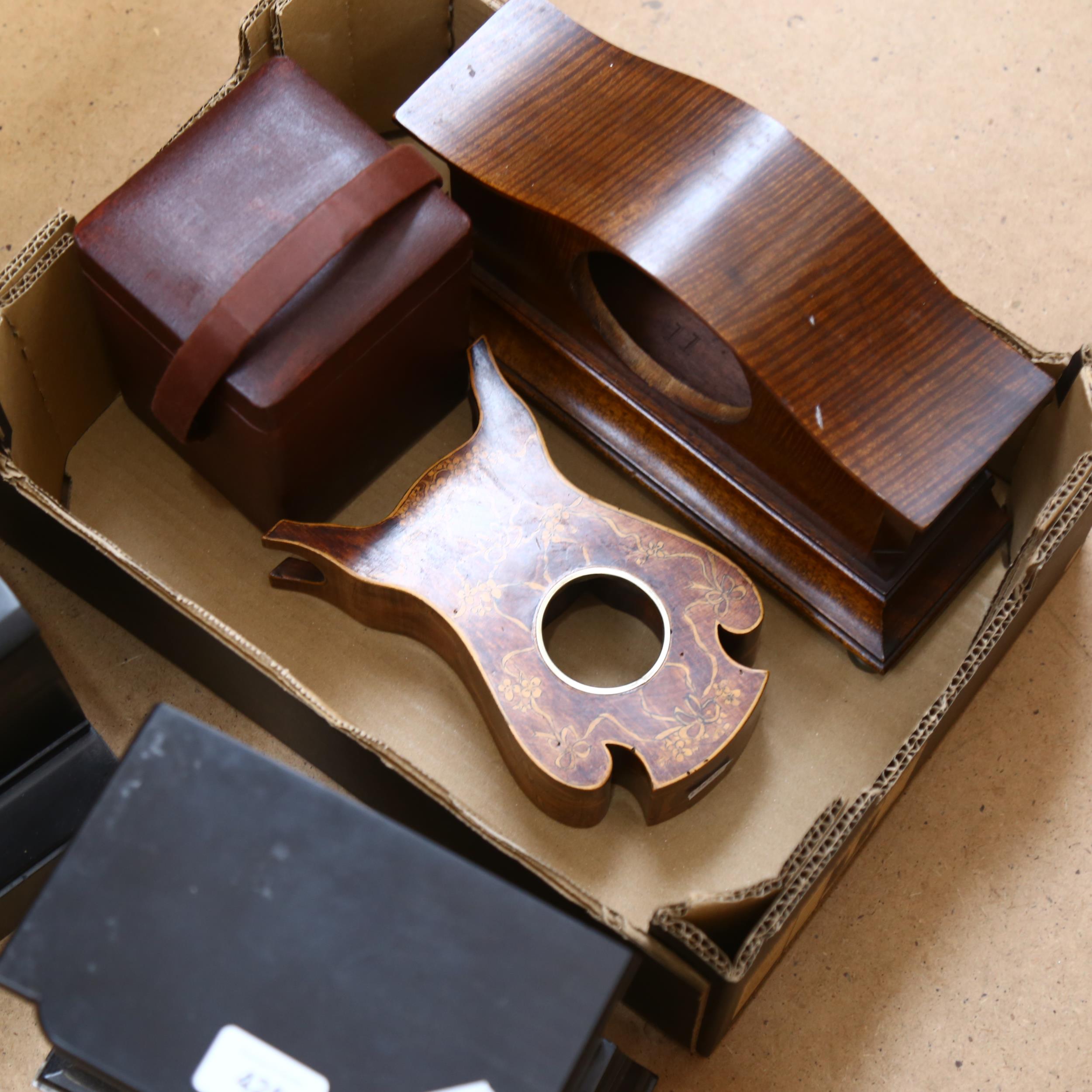 A carriage clock case, and 4 other clock cases, tallest 22.5cm - Bild 2 aus 2