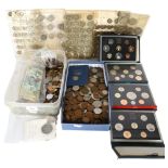 A quantity of UK and foreign pre-decimal coins and banknotes, including various presentation packs