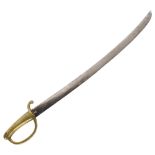 A Napoleonic Period infantry sword, with curved saber blade and brass hilt, hilt marked N5 14 C,