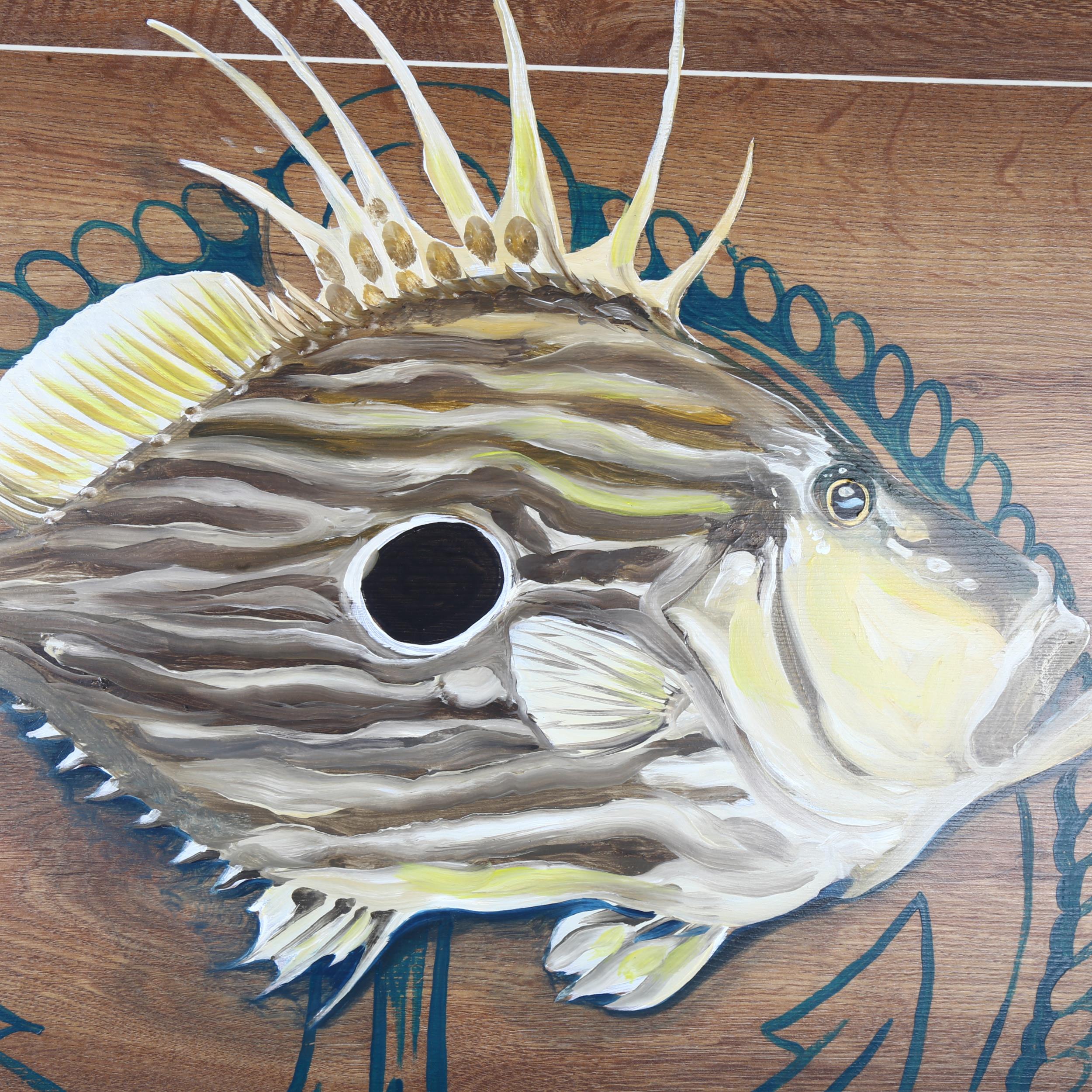 Clive Fredriksson, oil on laminate panel "Brighton Fish Market", 88cm x 68cm, framed - Image 2 of 2