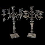 A large pair of 4-branch table candelabras and sconces, H45cm