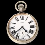 S D NEIL LTD BELFAST - a chrome-cased Goliath pocket watch, with seconds hand, white enamelled