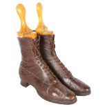 FALKNER - a pair of women's Antique cross-tied lace-up ankle boots, size 4, with Vintage shoe trees
