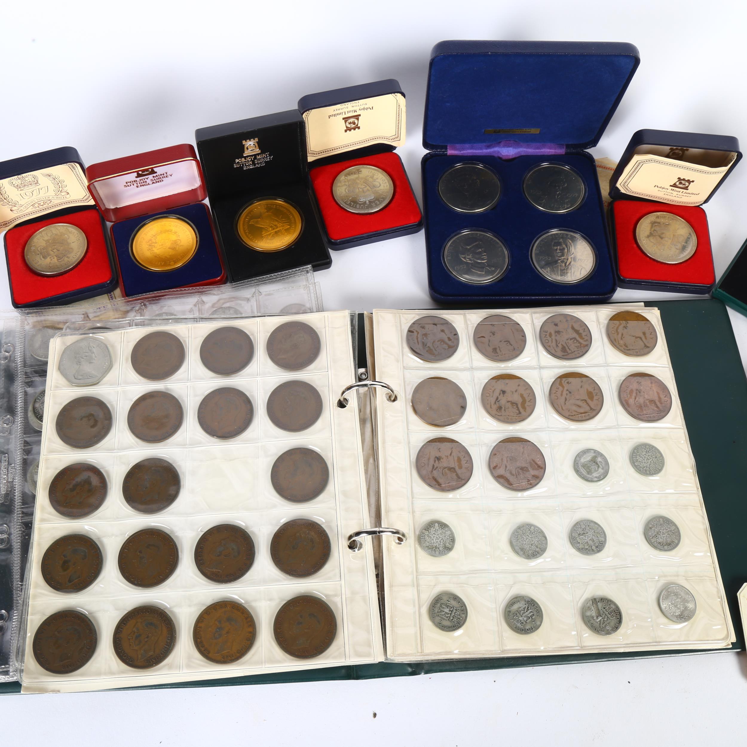 Various Silver Jubilee and Coronation collector's coins, cased, and an album of pre-decimal - Image 2 of 2