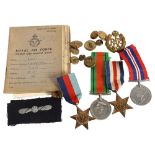 RAF badges, buttons and medals, with Release book to LAC Kenneth James Cox RAF VR