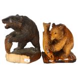 2 similar Hokkaido style carved bear sculptures, both with salmon, tallest 32cm (2)