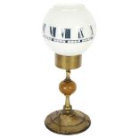A French night clock, with numeral globular glass shade, V.A.P. Brevete s.c.d.c. anchor escapement