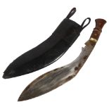 A kukri knife and leather scabbard