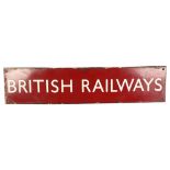 A Vintage red and white enamel sign "British Railways London Midland", L64cm