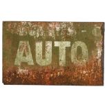A Vintage French painted cast-iron "Auto" sign, W80cm