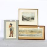 A Spy print, a pre-Raphaelite of the world, 3 Antique prints of Hastings (4)
