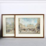 A pair of French lithographs, marching soldiers and street scene, by A Legras, original works by