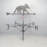 A wrought iron weather vane. H155cm.