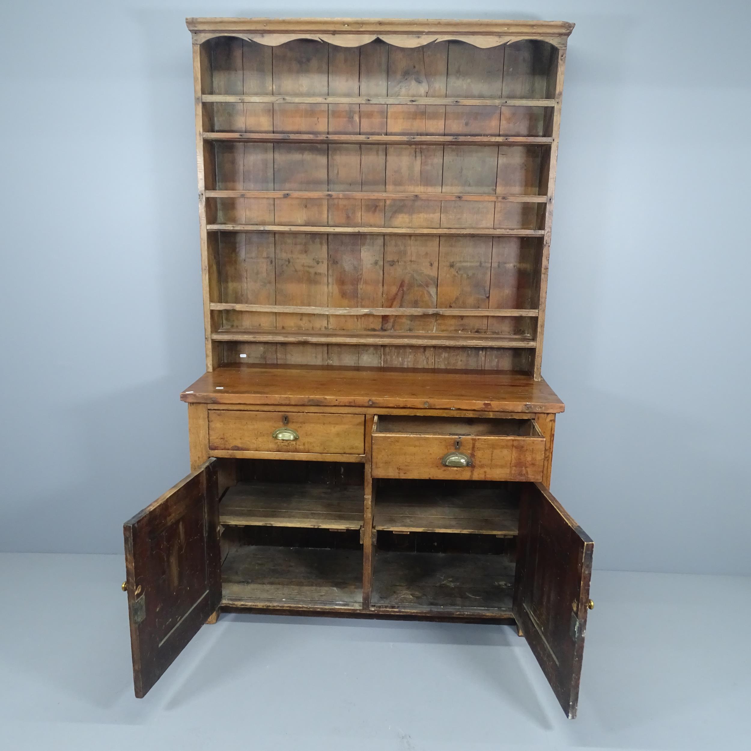 A large reclaimed pine 2 section dresser. 134x220x52cm - Image 2 of 2