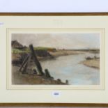 Thomas Hammond (1854 - 1935), estuary at low tide, coloured pastels on paper, signed, 24cm x 40cm,
