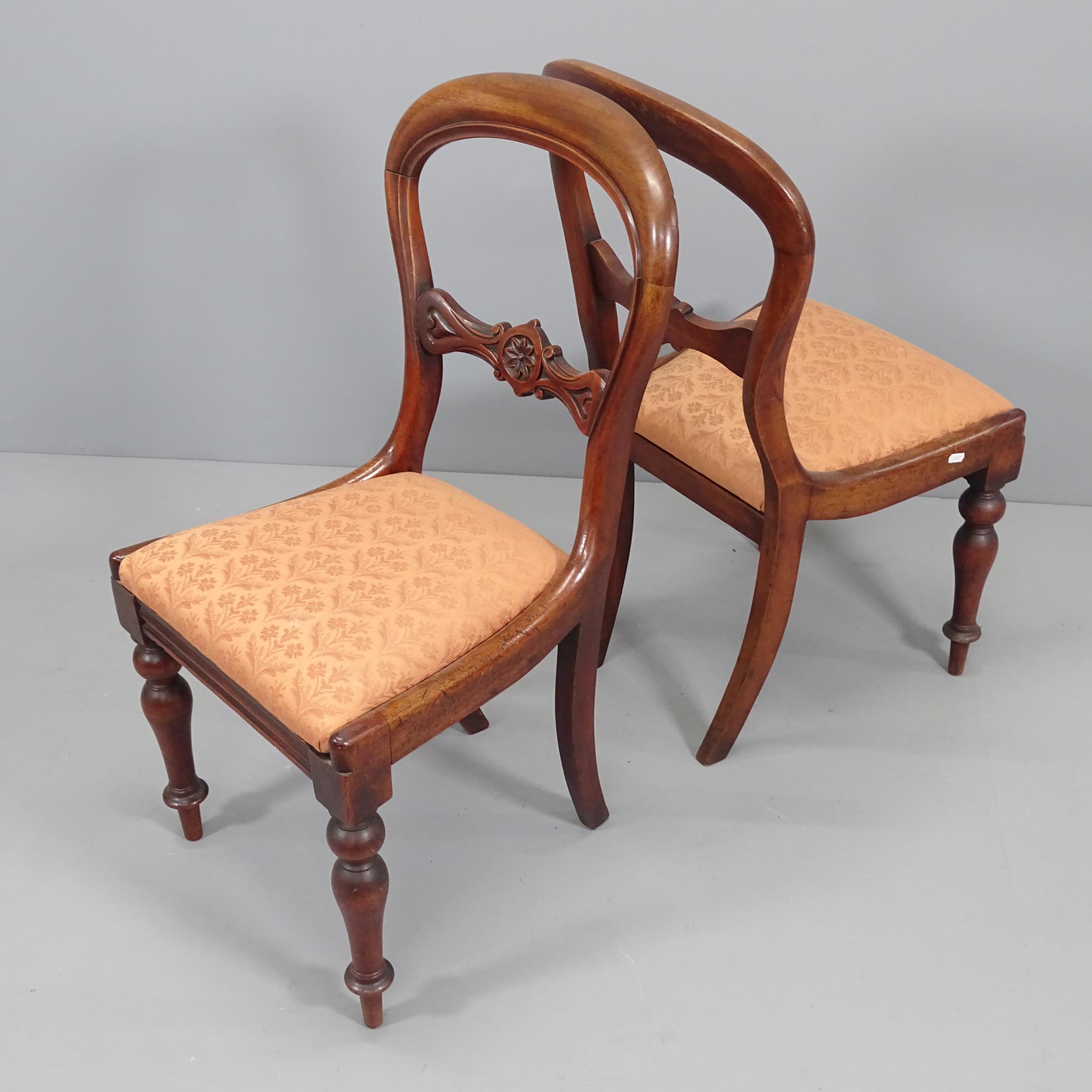 A set of four 19th century mahogany balloon back dining chairs with drop-in seats. Various repairs - Image 2 of 2