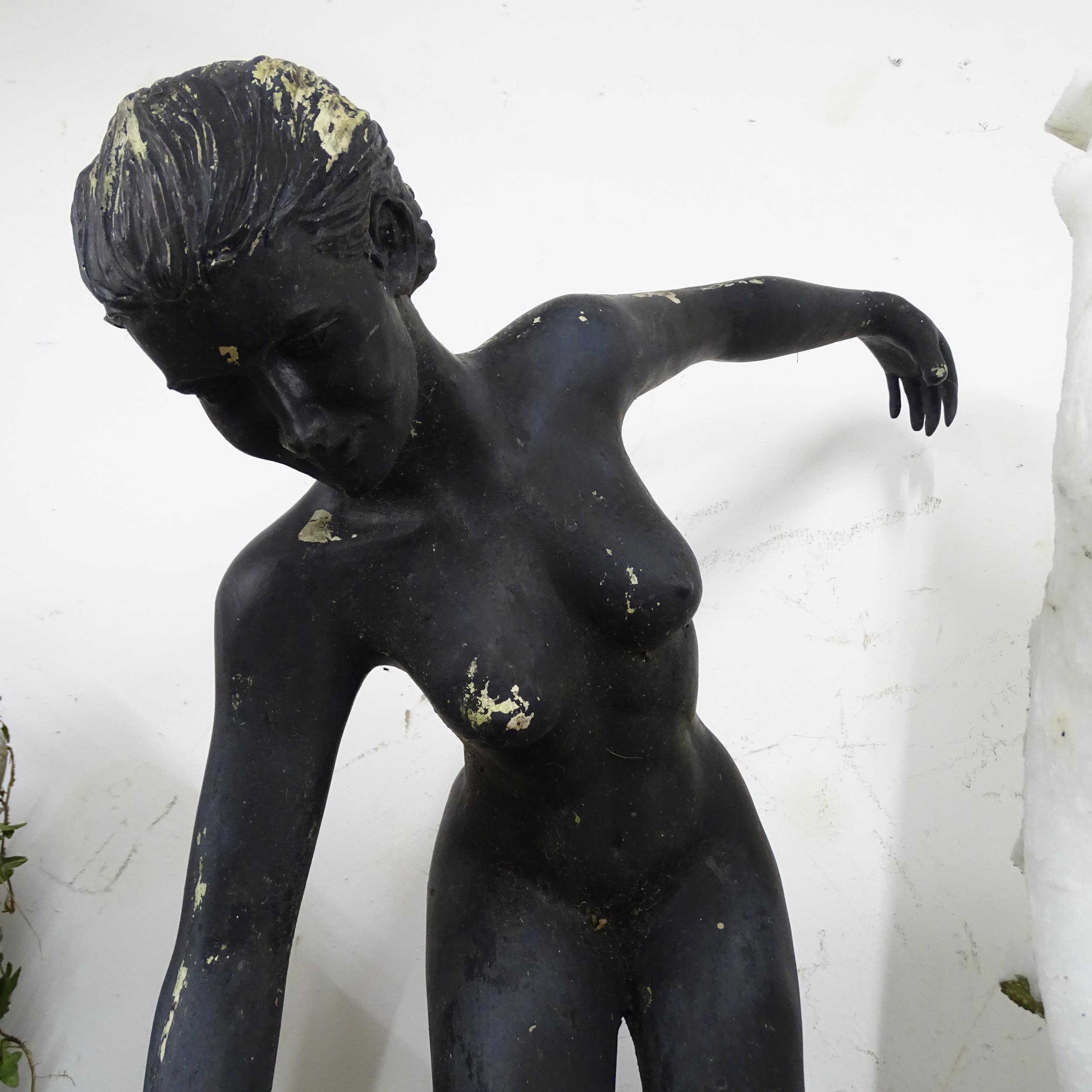 WITHDRAWN - A composite garden statue of a lady, height 76cm, and another resin statue (2) - Image 2 of 2