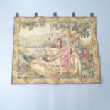 A tapestry wall hanging depicting a classical romantic scene, 115x94cm.