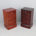 A pair of modern mahogany pot cupboards, with two drawers above single cupboard door. 38x68x32cm.