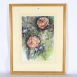 Audrey Macleod (born 1936), roses and convolvulus, watercolours, signed, 45cm x 32cm, framed