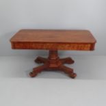 A mahogany Georgian centre table on hexagonal column. 137x75x68cm. All over surface scratches and