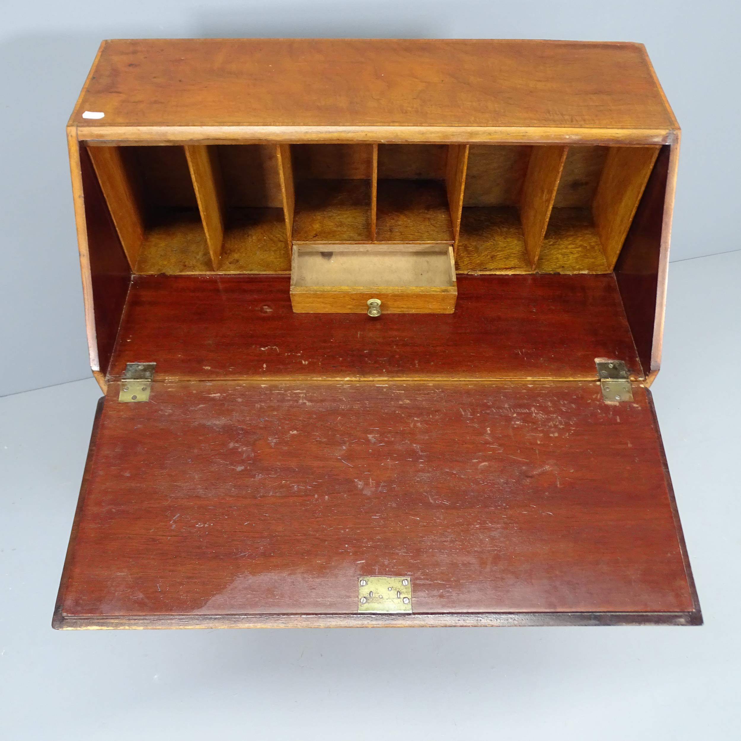 An Edwardian crossbanded mahogany and satinwood strung bureau, with inlaid shell decoration, the - Image 2 of 2