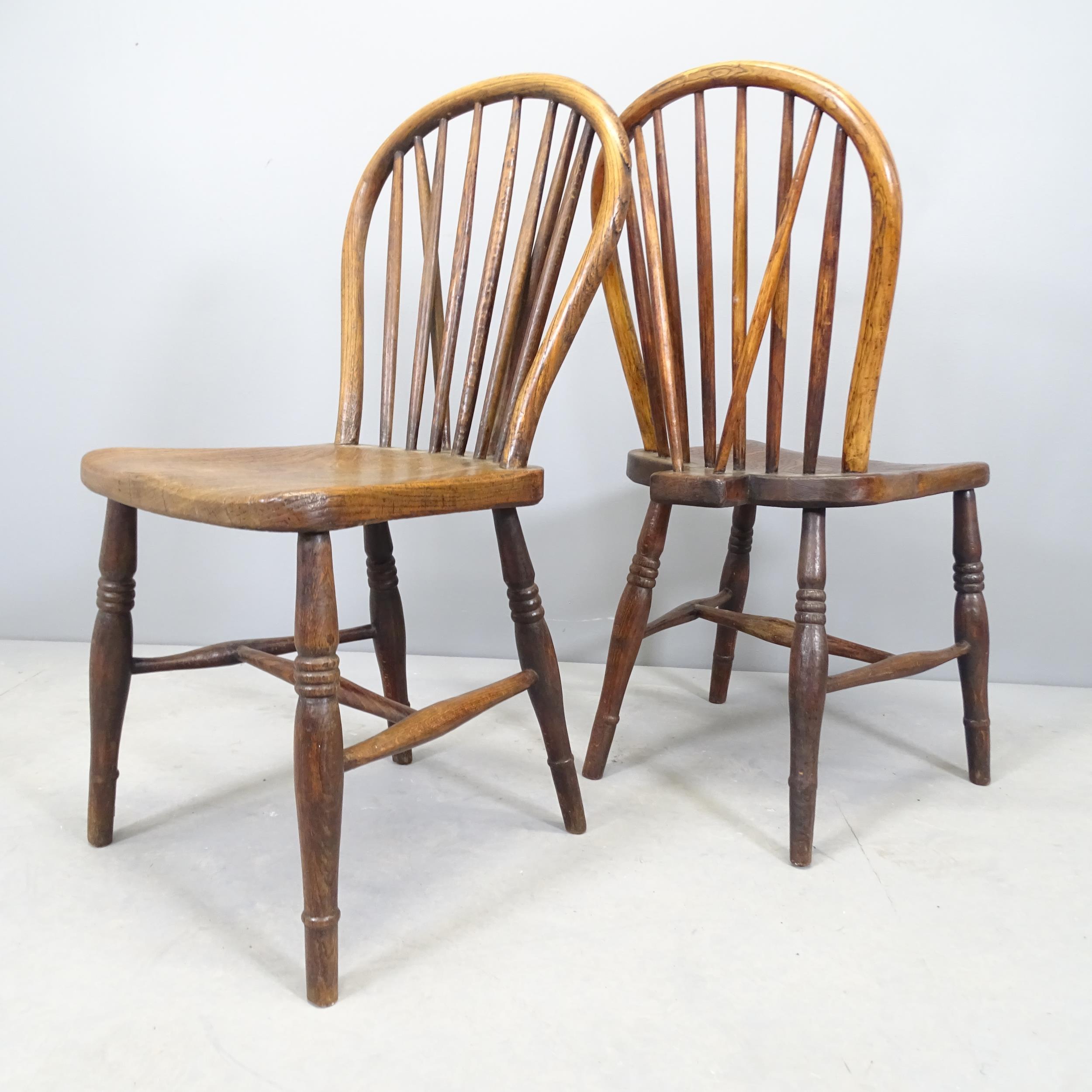 Five early 19th century Windsor chairs in yew, ash and elm, with various stamped marks. - Image 2 of 2