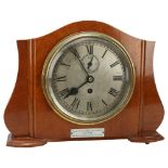 RAILWAY INTEREST - a Pullman carriage style clock, in shaped walnut case, with plaque "taken from