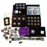 A collection of modern commemorative coins
