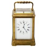 19th century French gilt-brass cased carriage clock, with repeat movement, case height 14cm Good